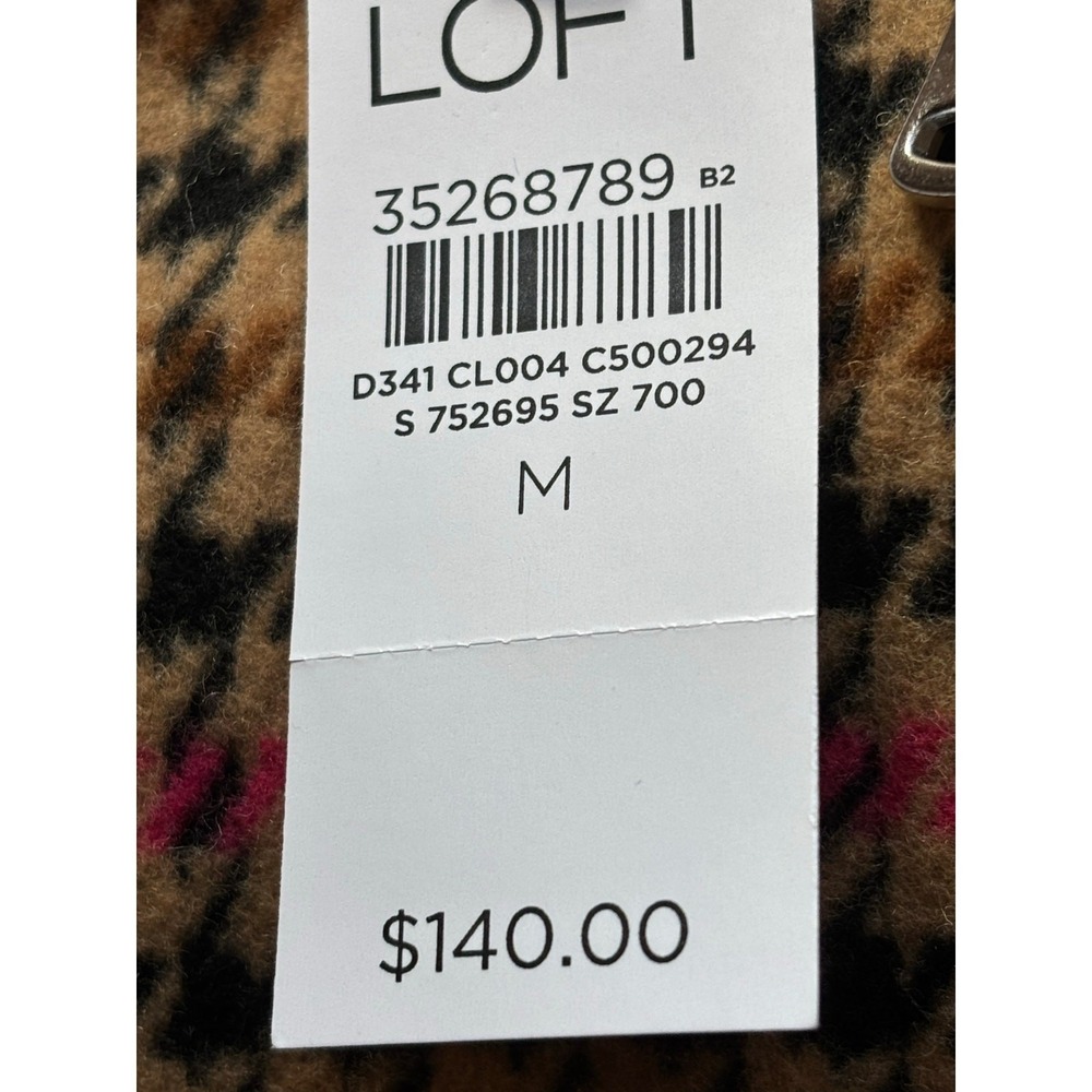 Loft Houndstooth Full Zip Bomber Jacket Brown Medium NWT Preppy Heritage Fall - Picture 7 of 8